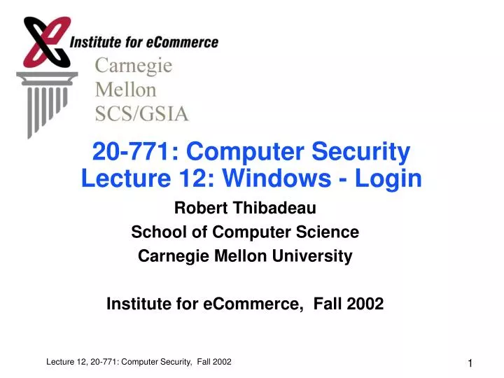 20 771 computer security lecture 12 windows login