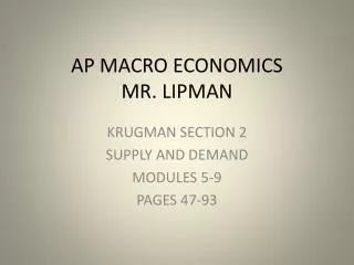 AP MACRO ECONOMICS MR. LIPMAN