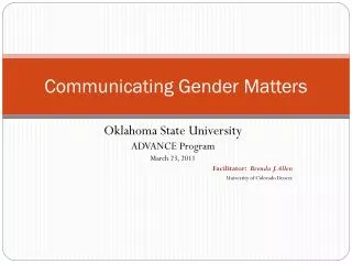 Communicating Gender Matters