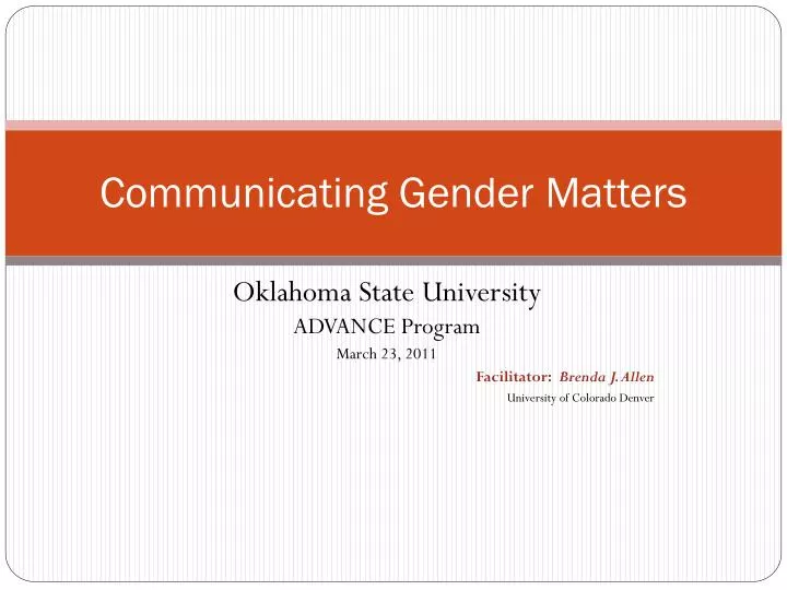 communicating gender matters