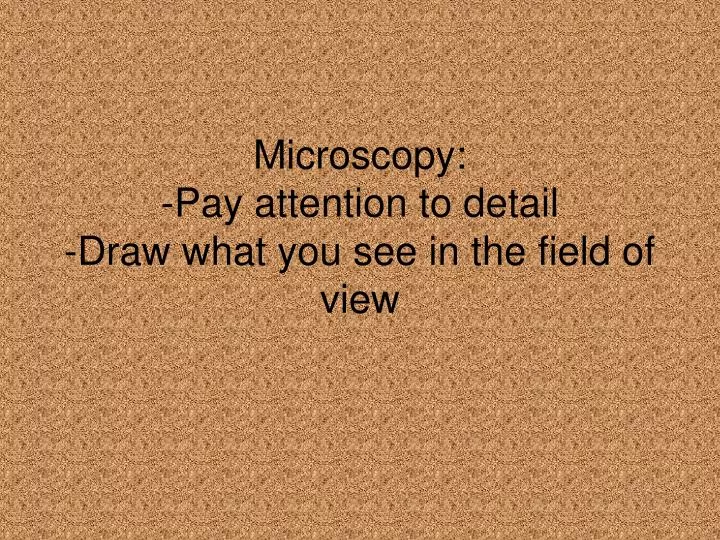 microscopy pay attention to detail draw what you see in the field of view