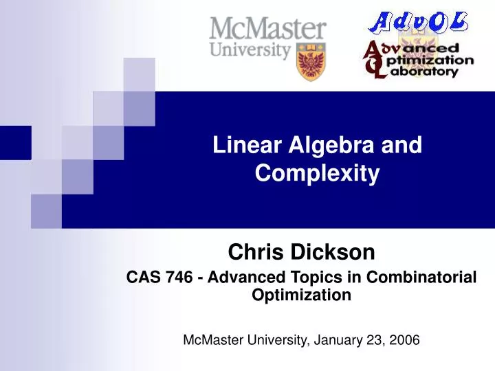 linear algebra and complexity
