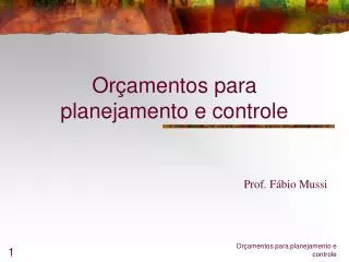 or amentos para planejamento e controle
