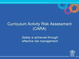 Curriculum Activity Risk Assessment (CARA)
