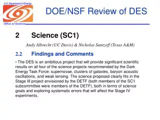 doe nsf review of des