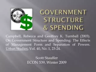 Government Structure &amp; spending