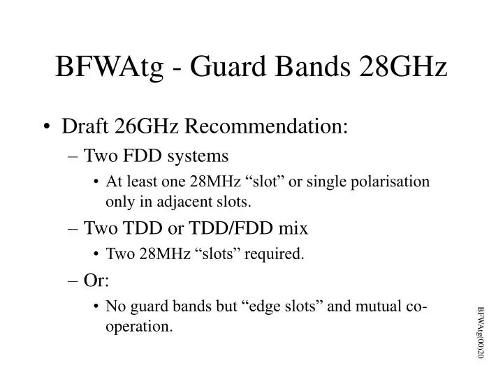 bfwatg guard bands 28ghz