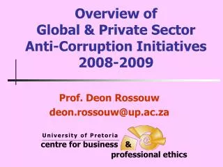 Overview of Global &amp; Private Sector Anti-Corruption Initiatives 2008-2009