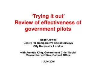 trying it out review of effectiveness of government pilots