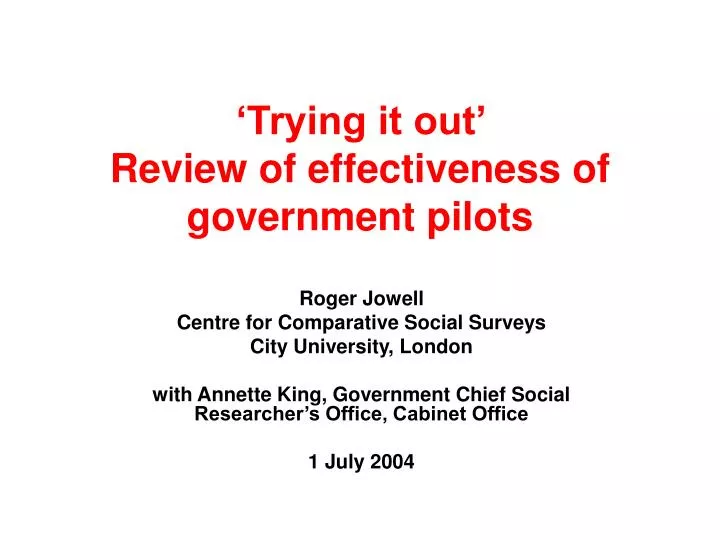 trying it out review of effectiveness of government pilots