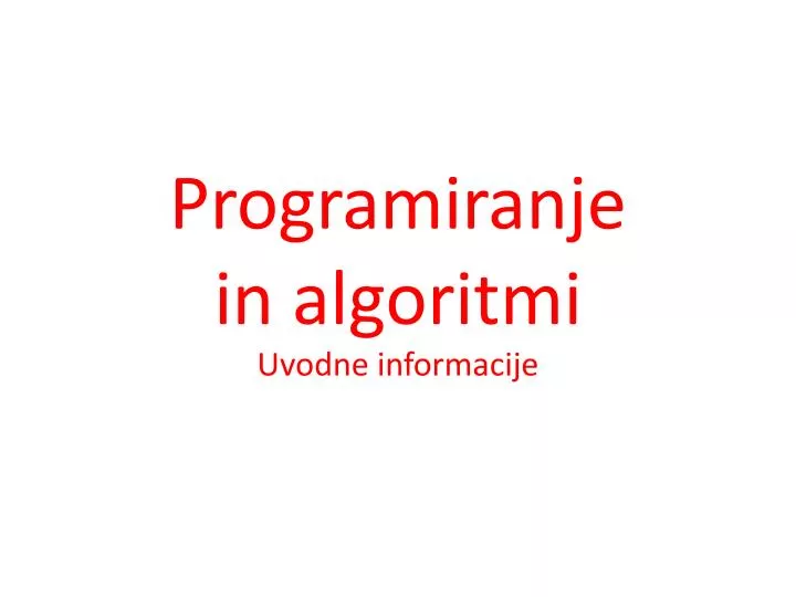 programiranje in algoritmi