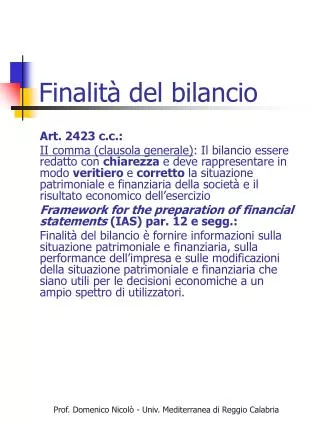finalit del bilancio