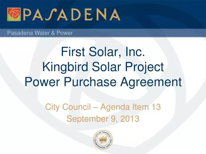 first solar inc kingbird solar project power purchase agreement