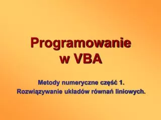 programowanie w vba