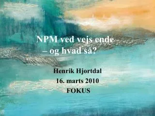 npm ved vejs ende og hvad s