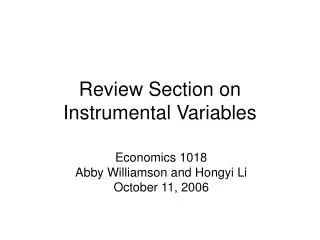 Review Section on Instrumental Variables