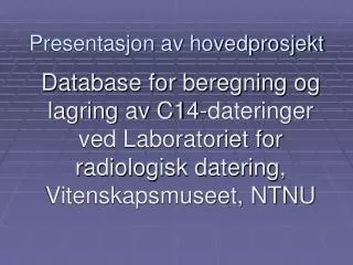 presentasjon av hovedprosjekt