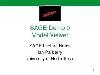 SAGE Demo 0 Model Viewer