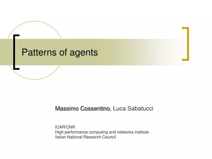patterns of agents