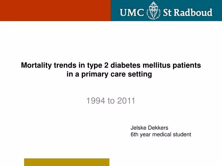mortality trends in type 2 diabetes mellitus patients in a primary care setting