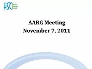 AARG Meeting November 7, 2011