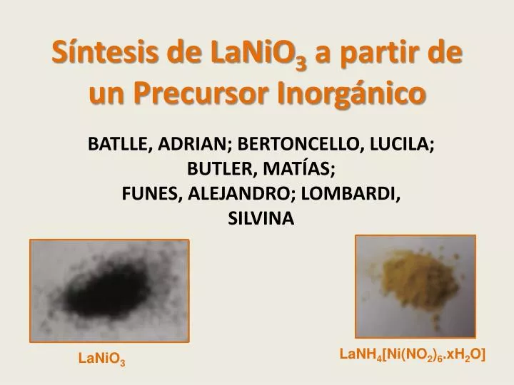 s ntesis de lanio 3 a partir de un precursor inorg nico