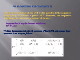 FFT ALGORITHMS FOR COMPOSITE N
