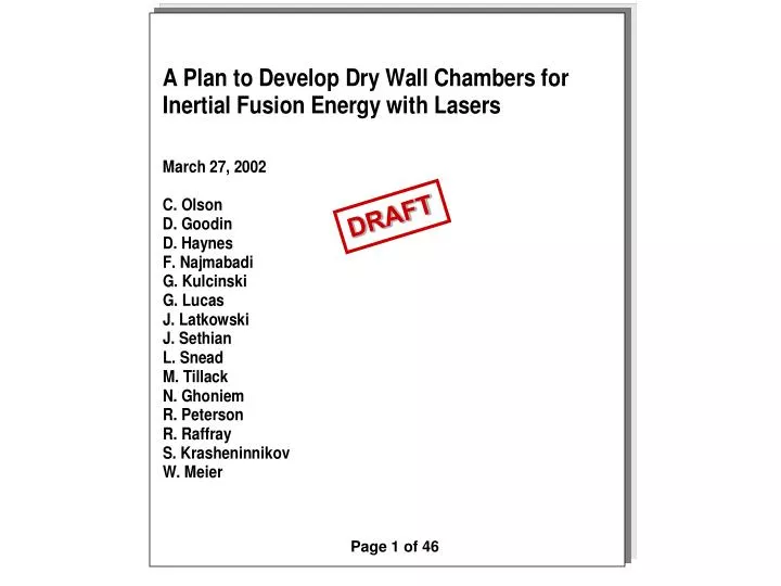 a plan to develop dry wall chambers for inertial fusion energy with lasers