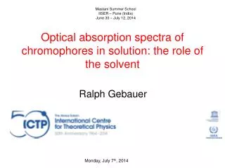 Optical absorption spectra of chromophores in solution: the role of the solvent