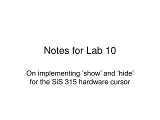 notes for lab 10