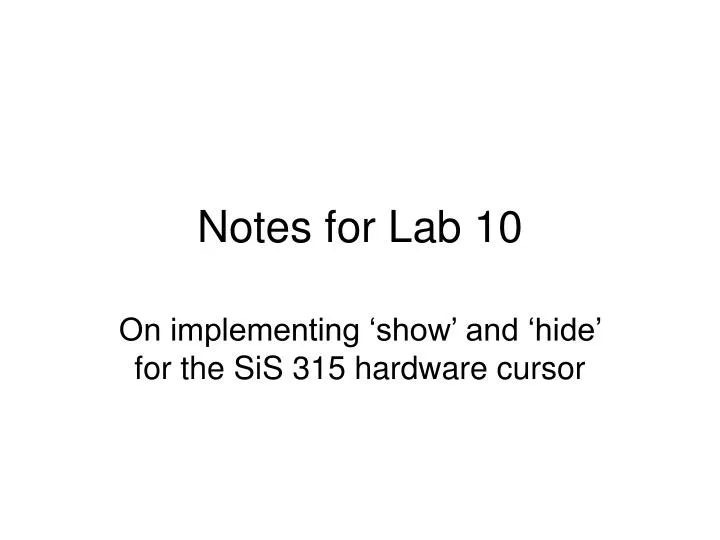notes for lab 10