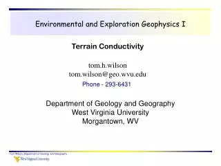 Environmental and Exploration Geophysics I