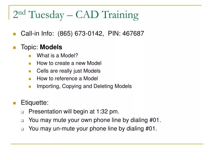 2 nd tuesday cad training