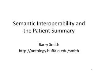 Semantic Interoperability and the Patient Summary