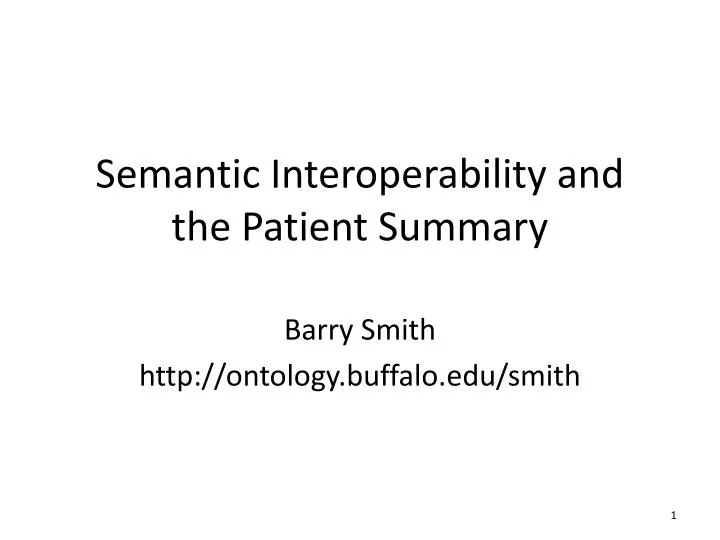 semantic interoperability and the patient summary
