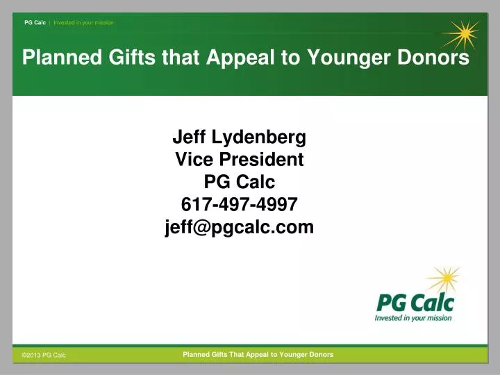 planned gifts that appeal to younger donors