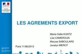 les agrements export