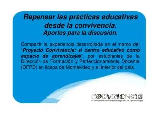 repensar las pr cticas educativas desde la convivencia aportes para la discusi n