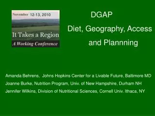 DGAP 	Diet, Geography, Access and Plannning