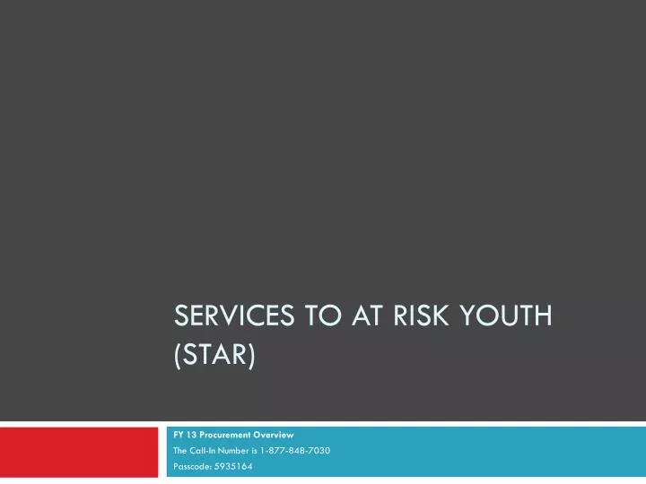 services to at risk youth star