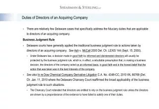 Duties of Directors of an Acquiring Company