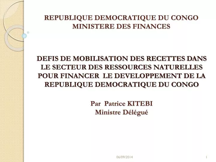republique democratique du congo ministere des finances