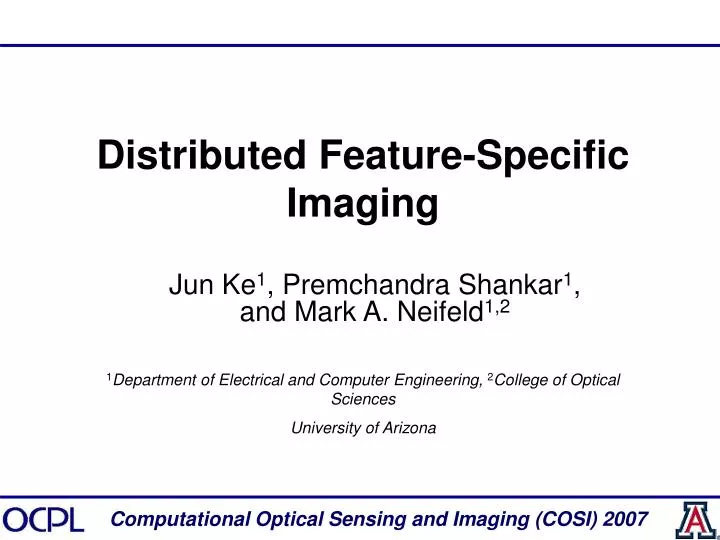 distributed feature specific imaging