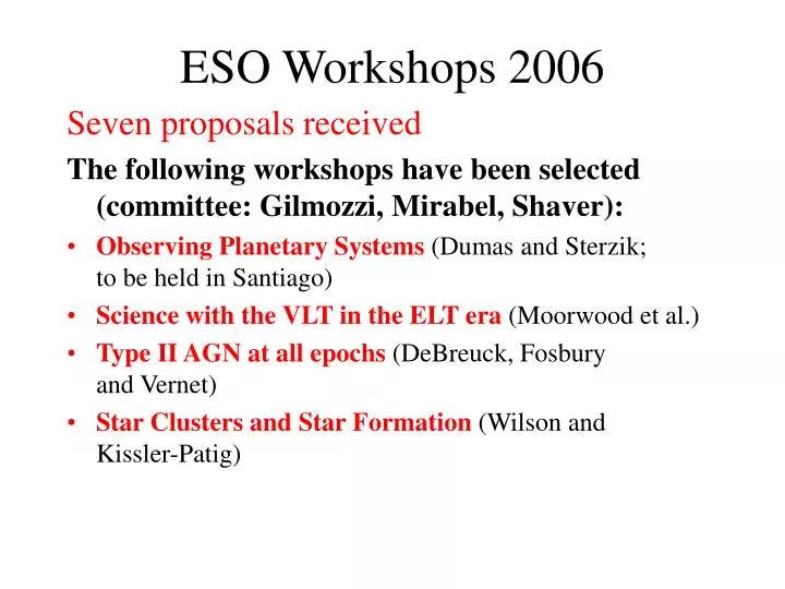 eso workshops 2006