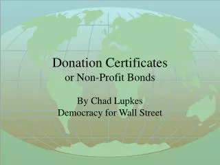 Donation Certificates or Non-Profit Bonds