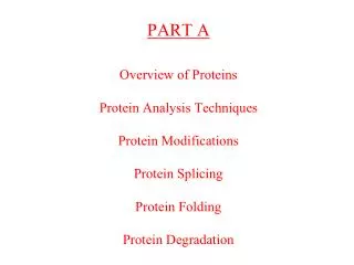 OVERVIEW OF PROTEINS
