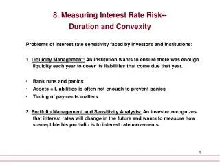 8. Measuring Interest Rate Risk-- Duration and Convexity