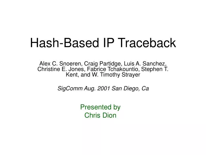 hash based ip traceback