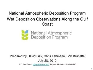 National Atmospheric Deposition Program Wet Deposition Observations Along the Gulf Coast