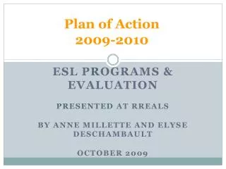Plan of Action 2009-2010